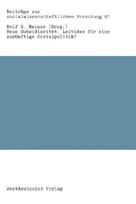 Buy Neue Subsidiarität (English, Rolf Heinze) — BookShops.in
