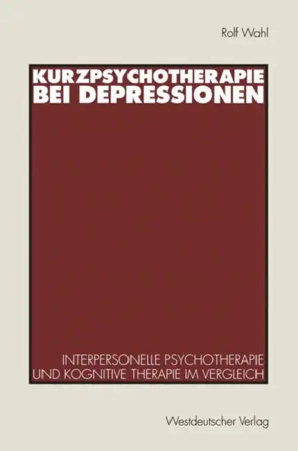 Buy Kurzpsychotherapie Bei Depressionen (English, Rolf Wahl) — BookShops.in