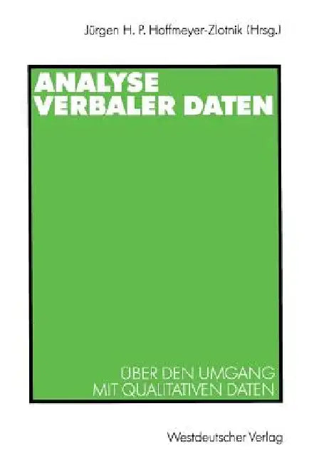 Buy Analyse Verbaler Daten (English, Jürgen H. P. Hoffmeyer-Zlotnik) — BookShops.in