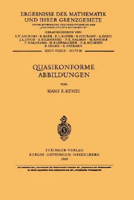 Buy Quasikonforme Abbildungen (English, H. P. Künzi) — BookShops.in