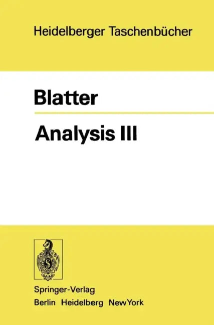 Buy Analysis III (English, C. Blatter) — BookShops.in