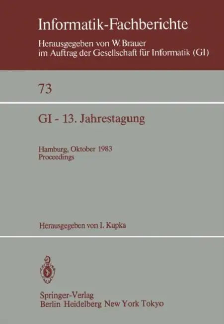 Buy GI -- 13. Jahrestagung (English, I. Kupka) — BookShops.in