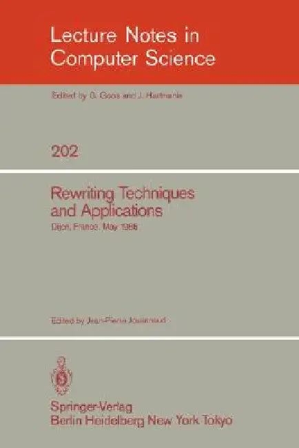 Rewriting Techniques and Applications (English, Jean-Pierre Jouannaud)