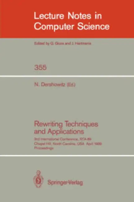 Rewriting Techniques and Applications (English, Nachum Dershowitz)