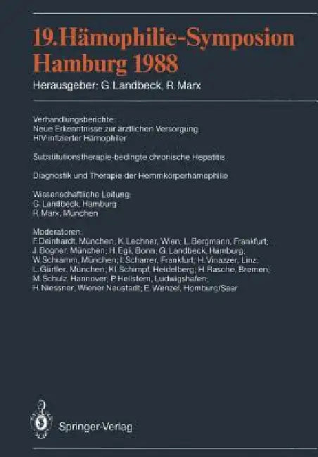 Buy 19. Hämophilie-Symposion Hamburg 1988 (English, Günter Landbeck | R. Marx) — BookShops.in