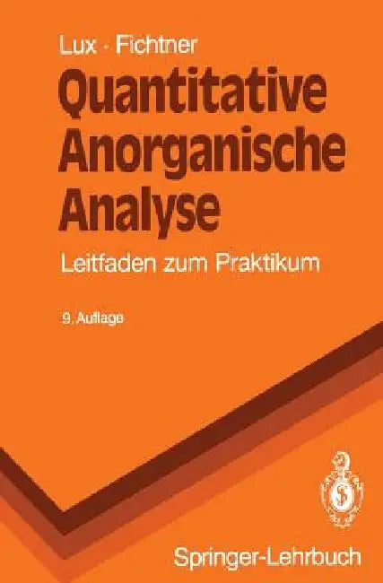 Buy Quantitative Anorganische Analyse (English, Hermann Lux | W. Fichtner) — BookShops.in