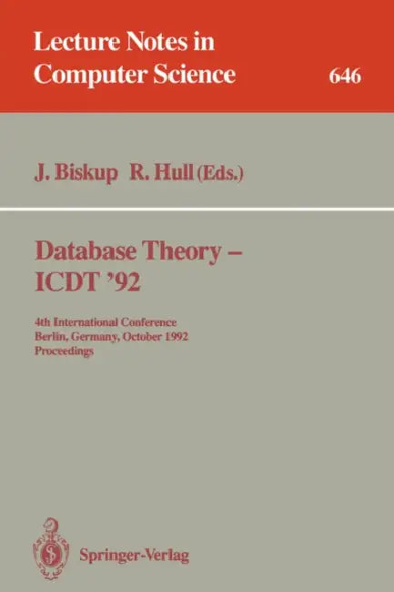 Database Theory - Icdt '92 (English, Joachim Biskup | Richard Hull)