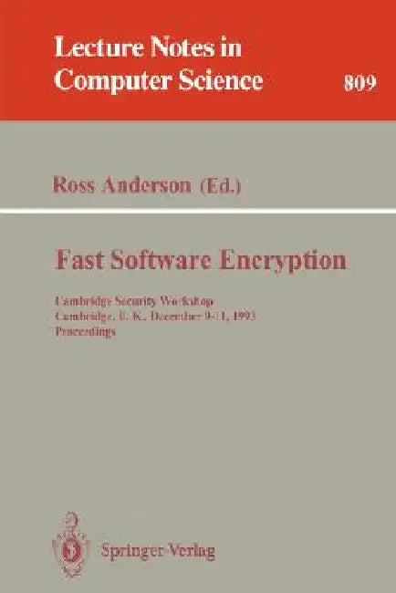 Buy Fast Software Encryption (English, Ross Anderson) — BookShops.in
