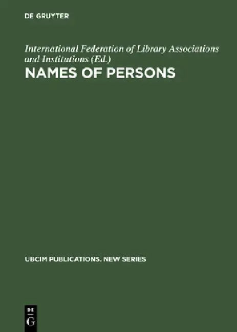 Buy Names of Persons (English, International Federation of Library Asso) — BookShops.in