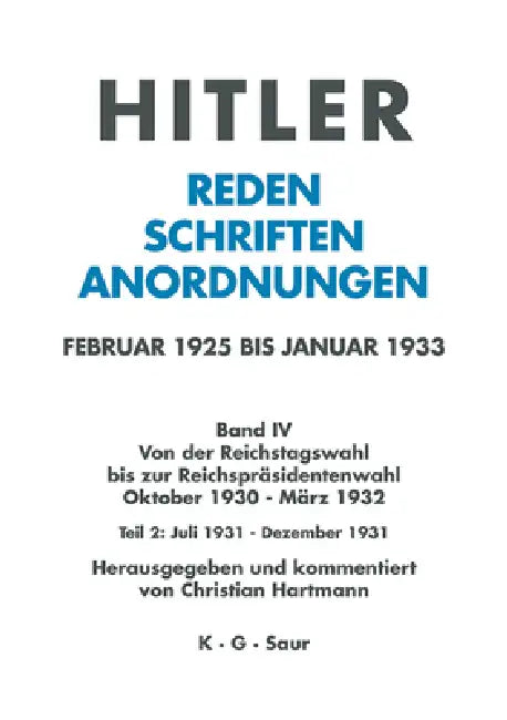 Buy Juli 1931 - Dezember 1931 (English, Christian Hartmann) — BookShops.in