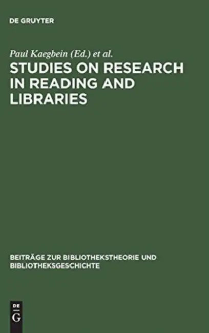 Buy Studies on Research in Reading and Libraries (English, Paul Kaegbein | Peter Vodosek | Peter Zahn) — BookShops.in