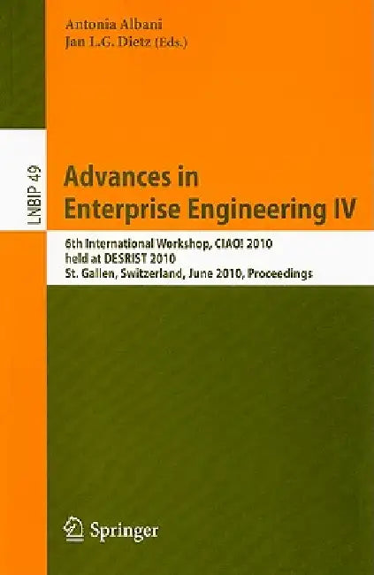 Buy Advances in Enterprise Engineering IV (English, Antonia Albani | Jan Dietz) — BookShops.in