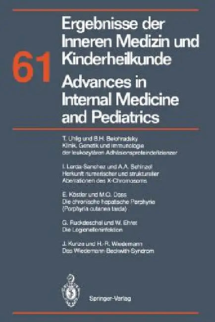 Ergebnisse Der Inneren Medizin Und Kinderheilkunde / Advances in Internal Medicine and Pediatrics: Neue Folge: 61 | by M. Brandis | A. Fanconi | P. Frick | ‎ Springer Verlag | ‎ German | ‎ Reprint Edition view 2