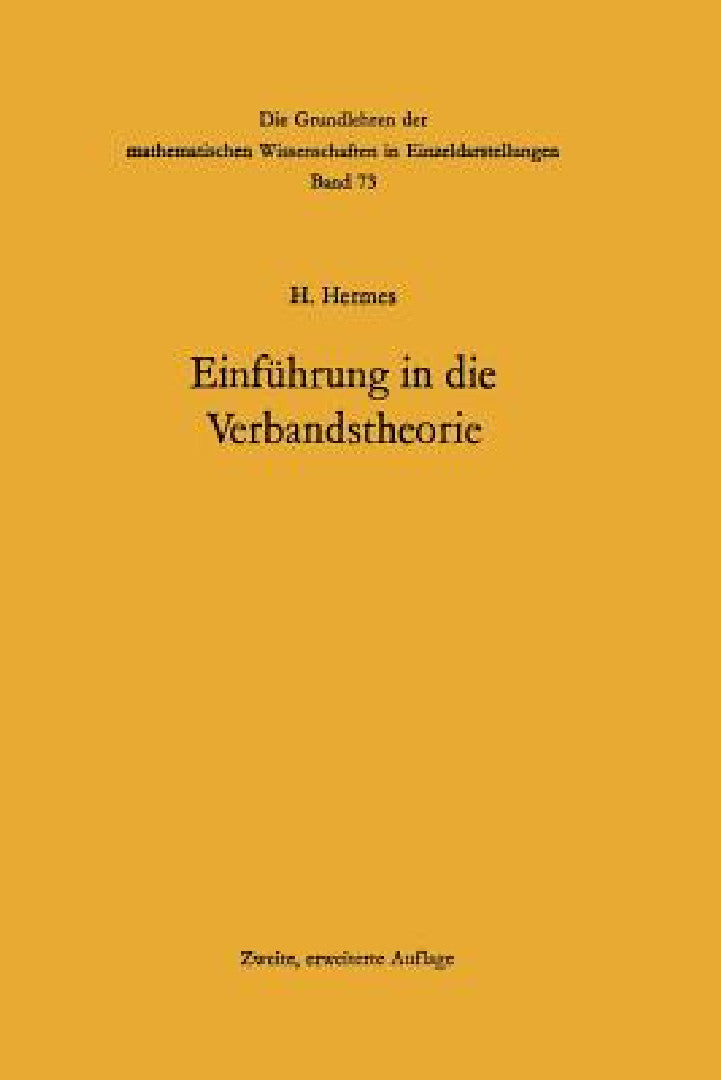 Buy Einführung in Die Verbandstheorie (English, Hans Hermes) — BookShops.in