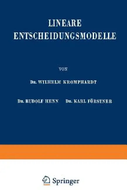 Lineare Entscheidungsmodelle (English, Wilhelm Kromphardt | Rudolf Henn | Karl Förstner)