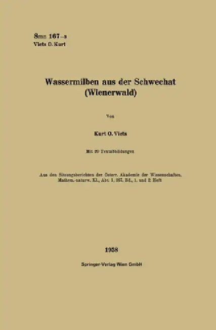 Buy Wassermilben aus der Schwechat (Wienerwald) (English, Kurt Otto Viets) — BookShops.in