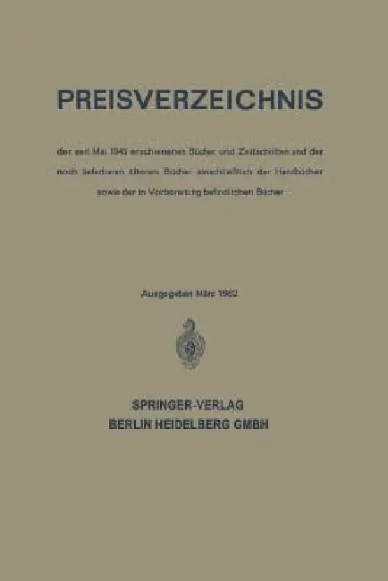 Buy Preisverzeichnis (English, Springe Springer) — BookShops.in