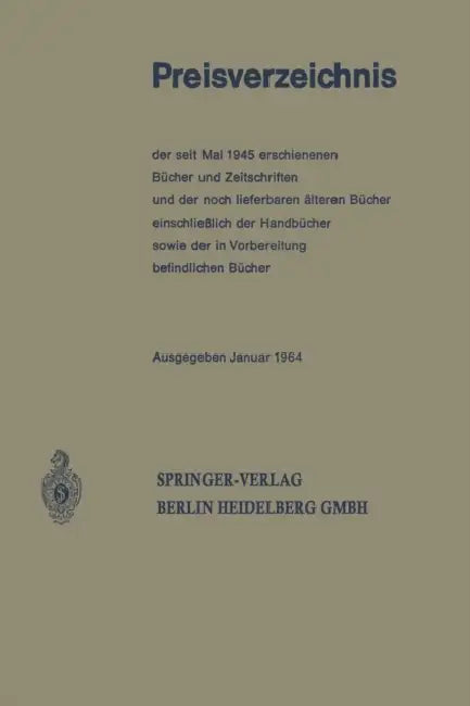 Buy Preisverzeichnis (English, Berlin Springer) — BookShops.in