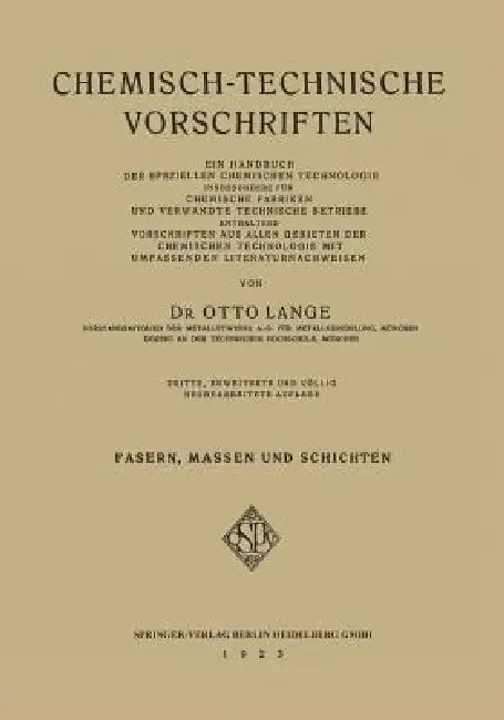 Buy Chemisch-Technische Vorschriften (English, Otto Lange) — BookShops.in