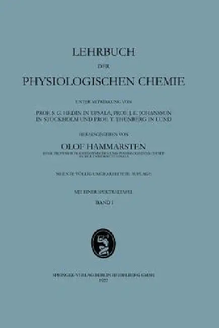 Buy Lehrbuch Der Physiologischen Chemie (English, Olof Hammarsten) — BookShops.in