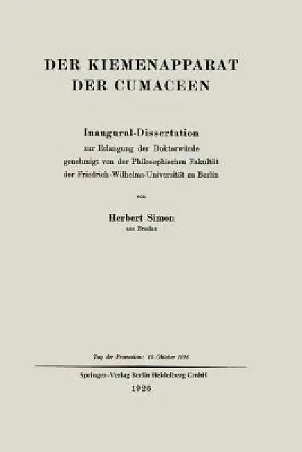 Buy Der Kiemenapparat Der Cumaceen (English, Herbert Simon) — BookShops.in