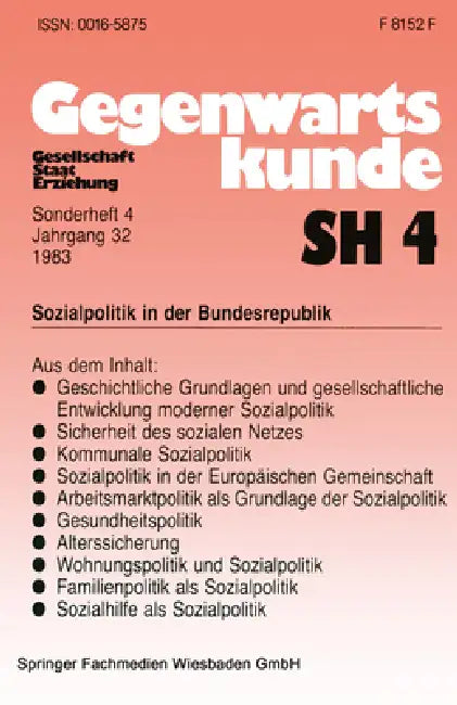 Buy Sozialpolitik in der Bundesrepublik (English, Bernhard Schäfers) — BookShops.in