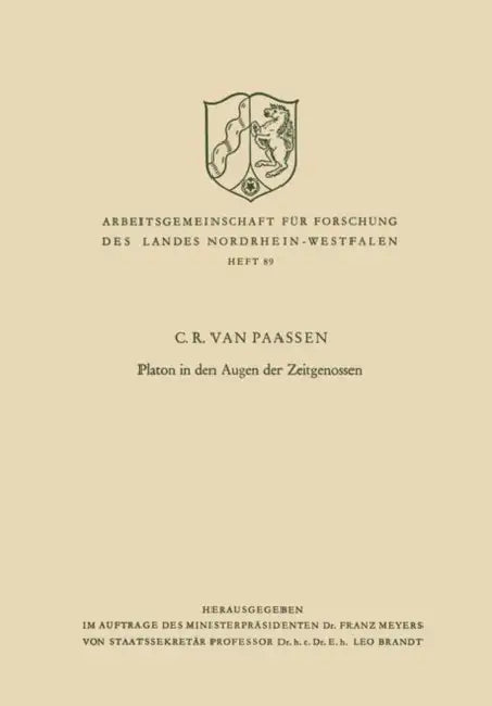 Platon in Den Augen Der Zeitgenossen (English, C. R. Van Paassen)