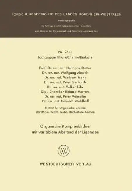 Buy Organische Komplexbildner Mit Variablem Abstand Der Liganden (English, Hermann Stetter) — BookShops.in
