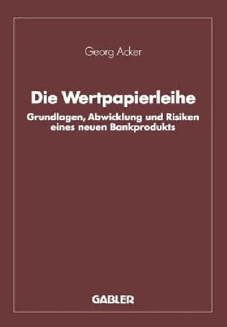 Buy Die Wertpapierleihe (English, Georg Acker) — BookShops.in