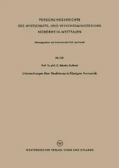 Buy Untersuchungen Über Reaktionen in Flüssigem Ammoniak (English, Otto Schmitz-Dumont) — BookShops.in