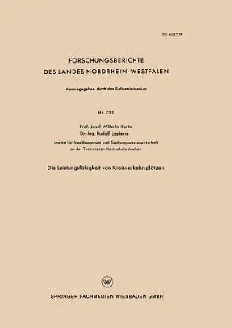 Buy Die Leistungsfähigkeit Von Kreisverkehrsplätzen (English, Josef Wilhelm Korte) — BookShops.in