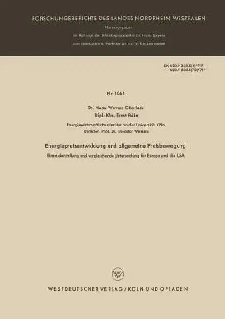 Buy Energiepreisentwicklung Und Allgemeine Preisbewegung (English, Hans-Werner Oberlack) — BookShops.in