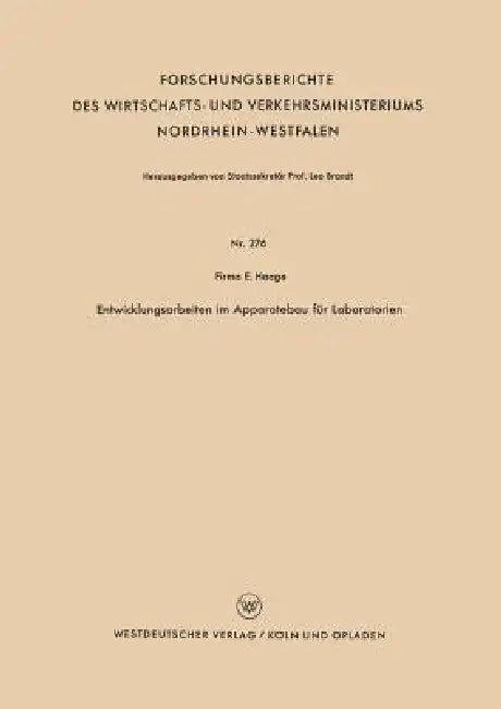 Buy Entwicklungsarbeiten Im Apparatebau Für Laboratorien (English, Firma E. Haage Firma E. Haage) — BookShops.in