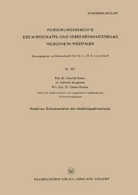 Buy Kartei Zur Dokumentation Der Molekülspektroskopie (English, Heinrich Kaiser) — BookShops.in