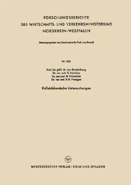 Buy Kolloidchemische Untersuchungen (English, M. Von Stackelberg | H. Heindze | H. Hübschke) — BookShops.in