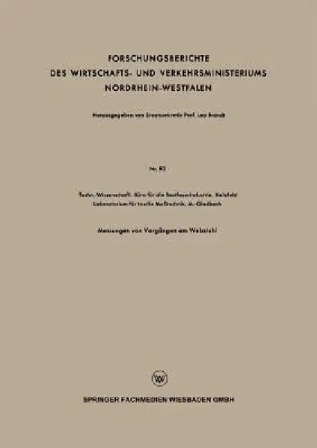 Buy Forschungsberichte Des Wirtschafts- Und Verkehrsministeriums Nordrhein-Westfalen (English, Staatssekretär Prof Leo Brandt) — BookShops.in