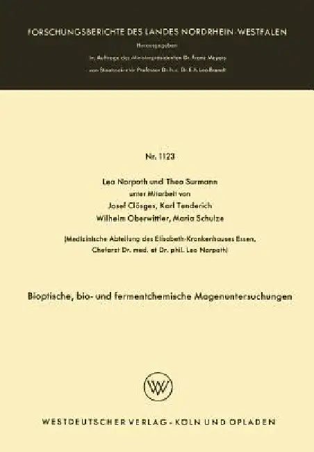 Buy Bioptische, Bio- Und Fermentchemische Magenuntersuchungen (English, Leo Norpoth | Theo Surmann) — BookShops.in