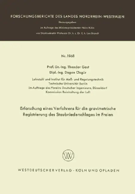Buy Erforschung eines Verfahrens für die gravimetrische Registrierung des Staubniederschlages im Freien (English, Theodor Gast) — BookShops.in