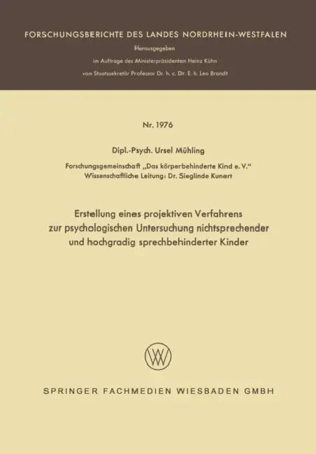 Buy Erstellung Eines Projektiven Verfahrens Zur Psychologischen Untersuchung Nichtsprechender Und Hochgr (English, Ursel Mühling) — BookShops.in