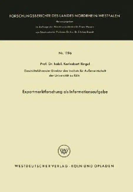 Buy Exportmarktforschung ALS Informationsaufgabe (English, Karl Robert Ringel) — BookShops.in