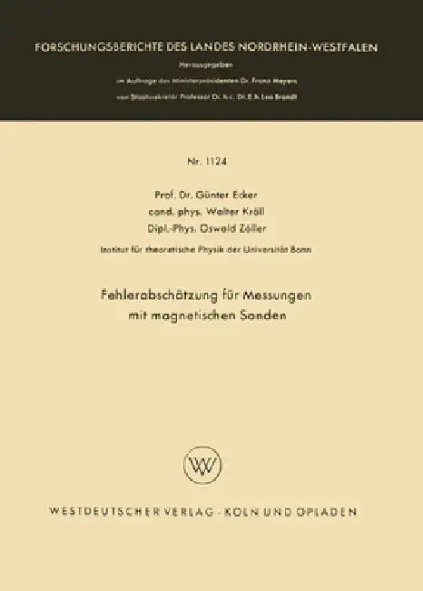 Buy Fehlerabschätzung für Messungen mit magnetischen Sonden (English, Günter Ecker) — BookShops.in