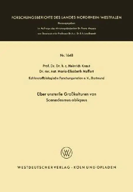 Buy Über Unsterile Großkulturen Von Scenedesmus Obliquus (English, Heinrich Kraut) — BookShops.in