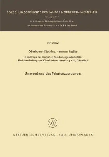 Untersuchung Des Feinstanzvorganges (English, Hermann Radtke)