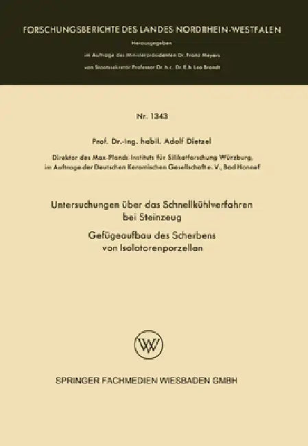 Untersuchungen über das Schnellkühlverfahren bei Steinzeug (English, Adolf Dietzel)