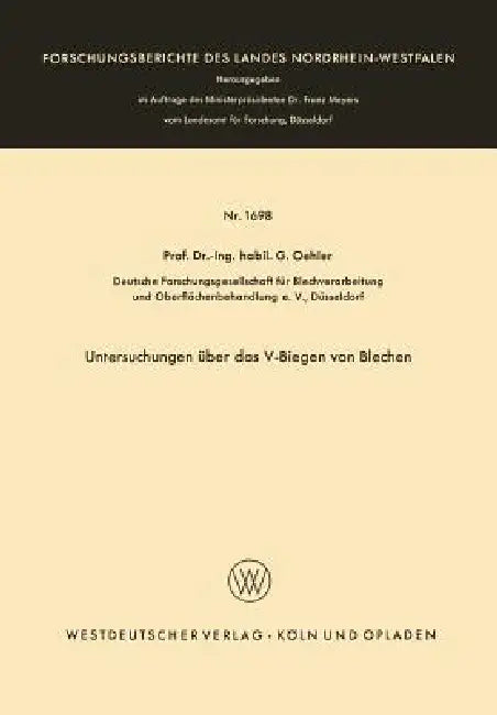 Buy Untersuchungen Über Das V-Biegen Von Blechen (English, Gerhard Oehler) — BookShops.in