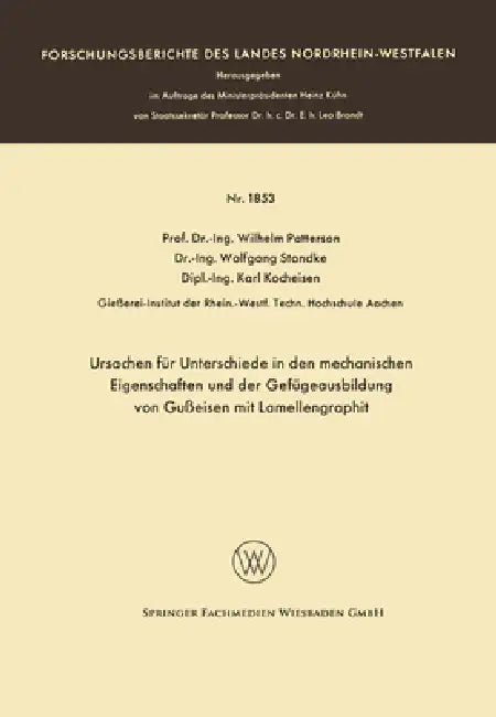 Buy Ursachen für Unterschiede in den mechanischen Eigenschaften und der Gefügeausbildung von Gußeisen mi (English, Wilhelm Patterson) — BookShops.in