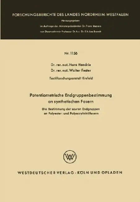 Buy Potentiometrische Endgruppenbestimmung an synthetischen Fasern (English, Hans Hendrix) — BookShops.in