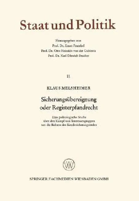 Sicherungsübereignung Oder Registerpfandrecht (English, Klaus Melsheimer)