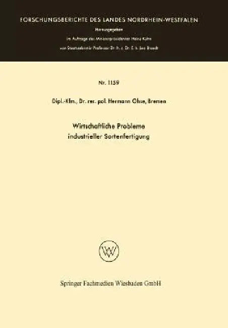 Buy Wirtschaftliche Probleme Industrieller Sortenfertigung (English, Hermann Ohse) — BookShops.in