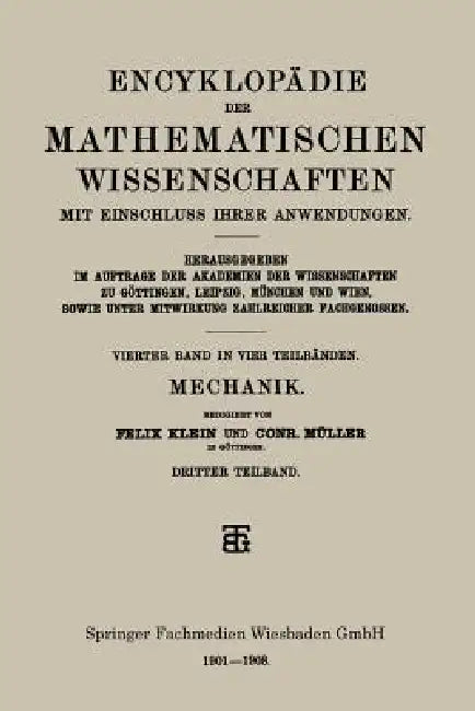 Buy Encyklopädie Der Mathematischen Wissenschaften Mit Einschluss Ihrer Anwendungen (English, Felix Klein | Conr Müller) — BookShops.in